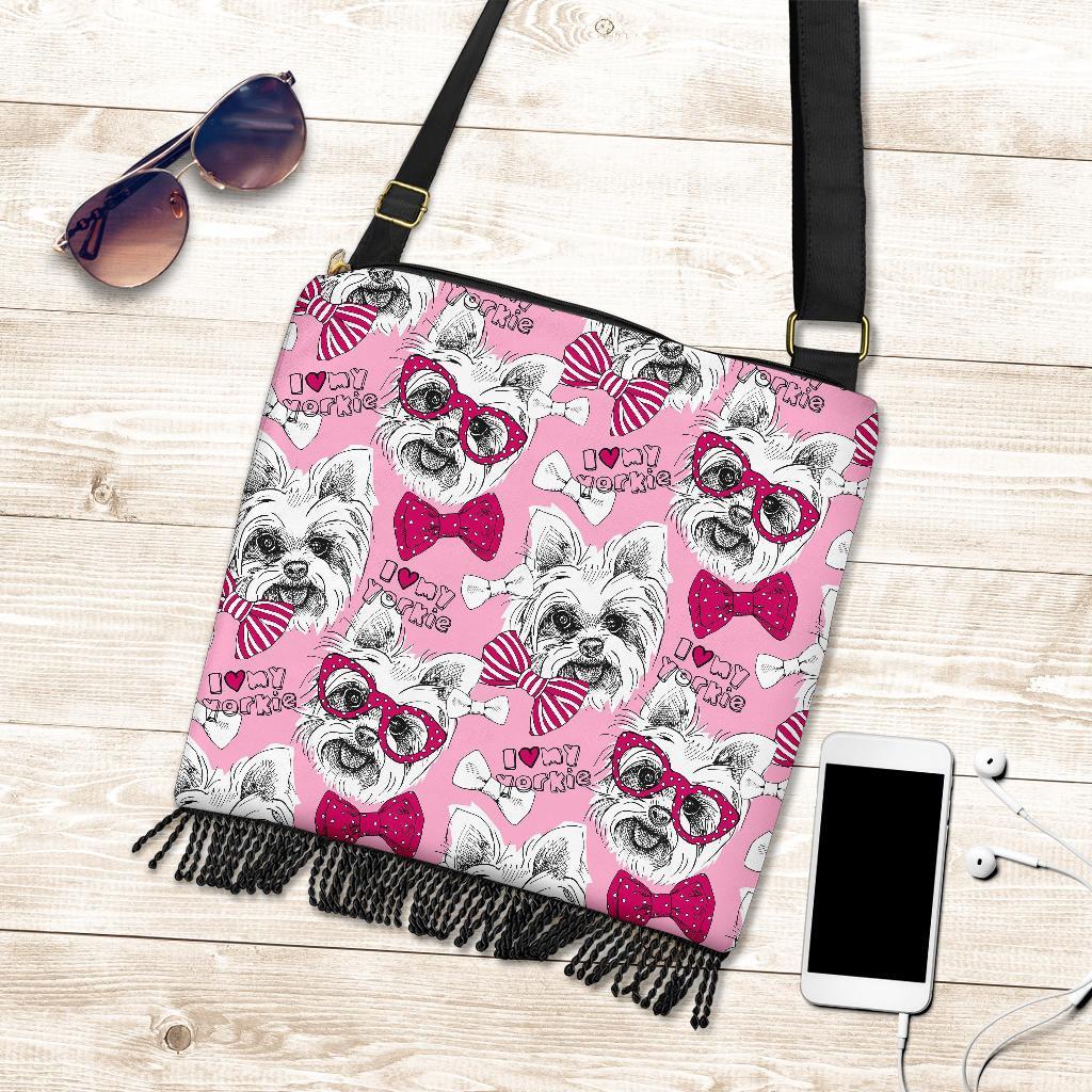 Yorkshire Terrier Dog Puppy Print Pattern Crossbody Bags-grizzshop