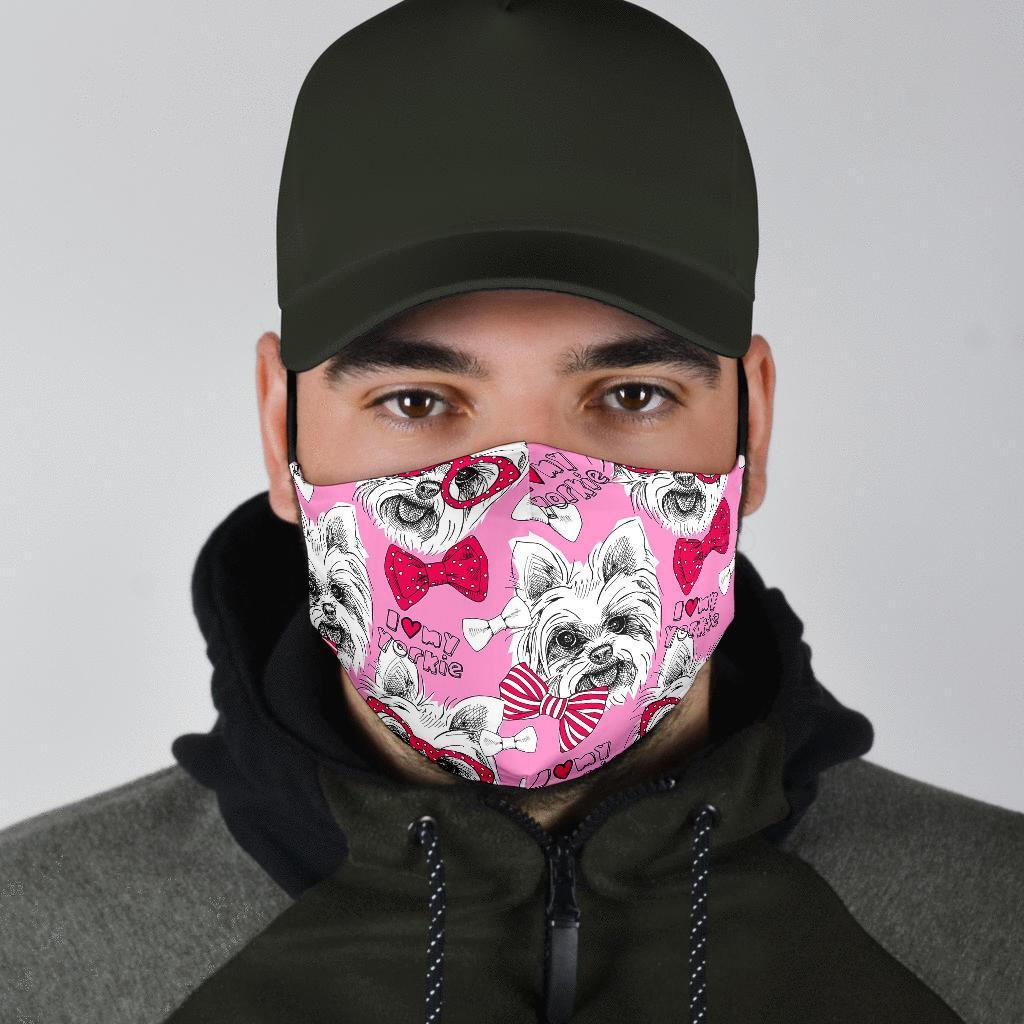 Yorkshire Terrier Dog Puppy Print Pattern Face Mask-grizzshop