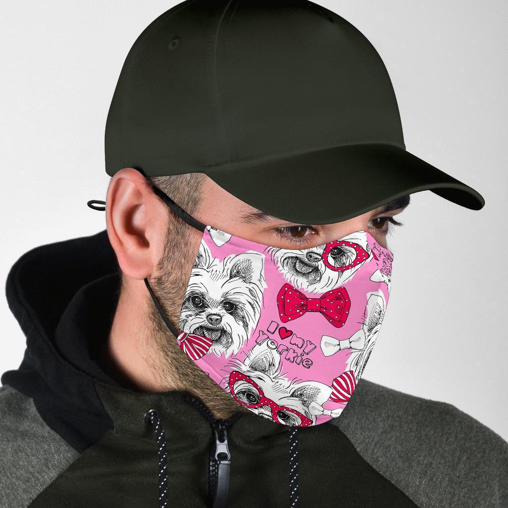 Yorkshire Terrier Dog Puppy Print Pattern Face Mask-grizzshop