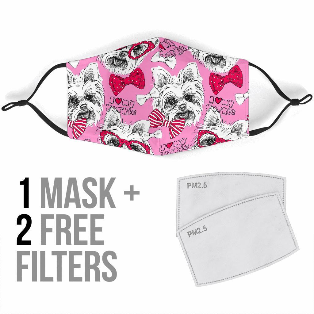Yorkshire Terrier Dog Puppy Print Pattern Face Mask-grizzshop