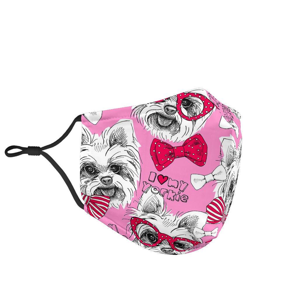 Yorkshire Terrier Dog Puppy Print Pattern Face Mask-grizzshop