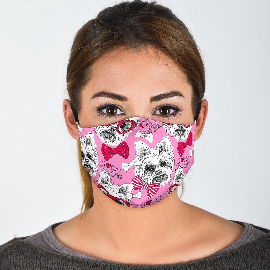 Yorkshire Terrier Dog Puppy Print Pattern Face Mask-grizzshop
