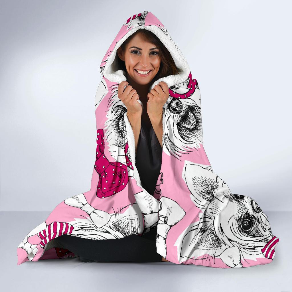 Yorkshire Terrier Dog Puppy Print Pattern Hooded Blanket-grizzshop