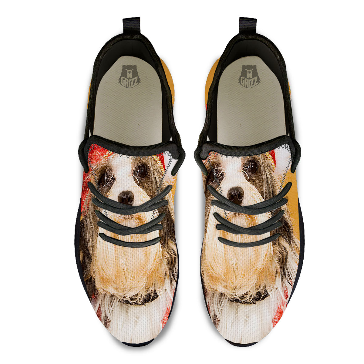 Yorkshire Terrier Red Cap Print Black Athletic Shoes-grizzshop