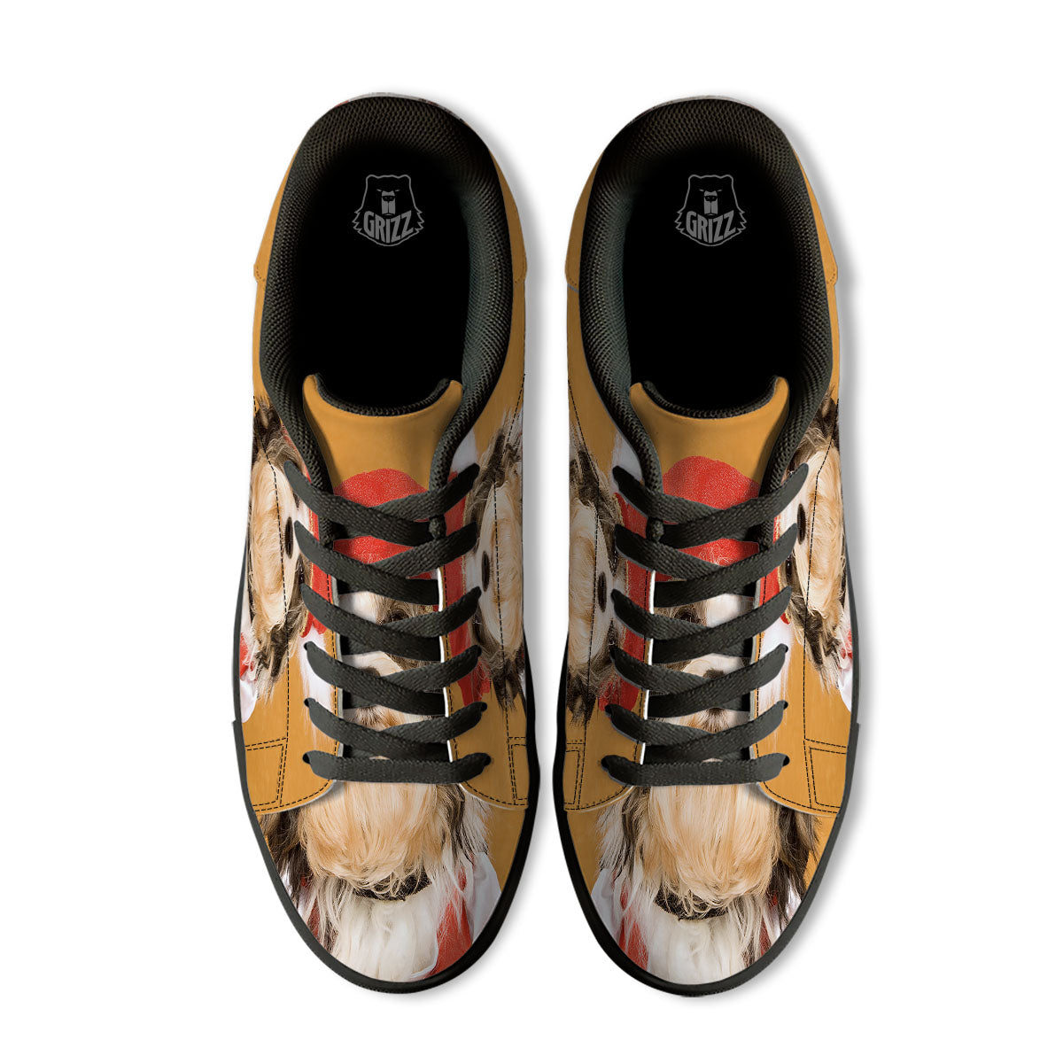 Yorkshire Terrier Red Cap Print Black Low Top Sneakers-grizzshop