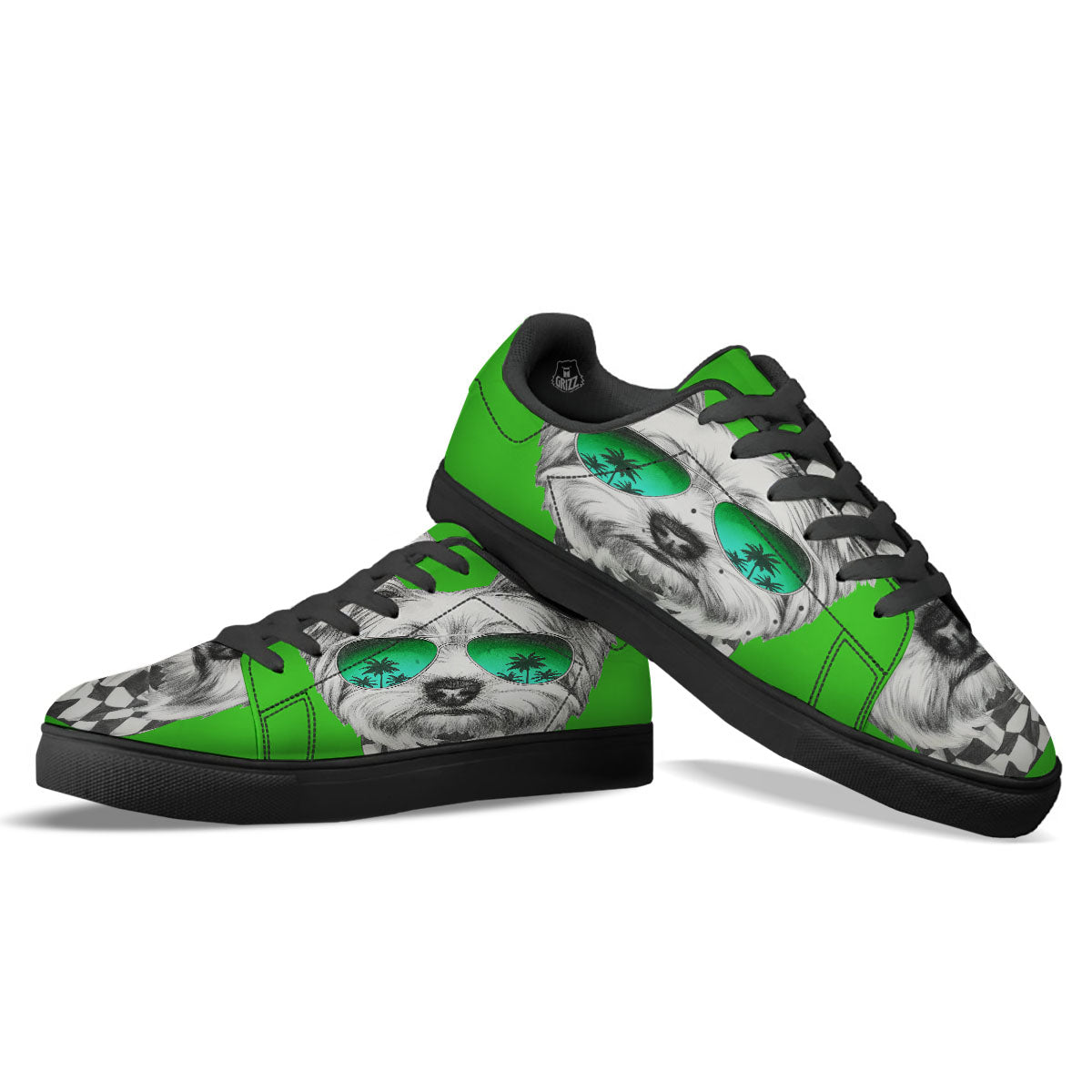Yorkshire Terrier Sunglasses Print Black Low Top Sneakers-grizzshop