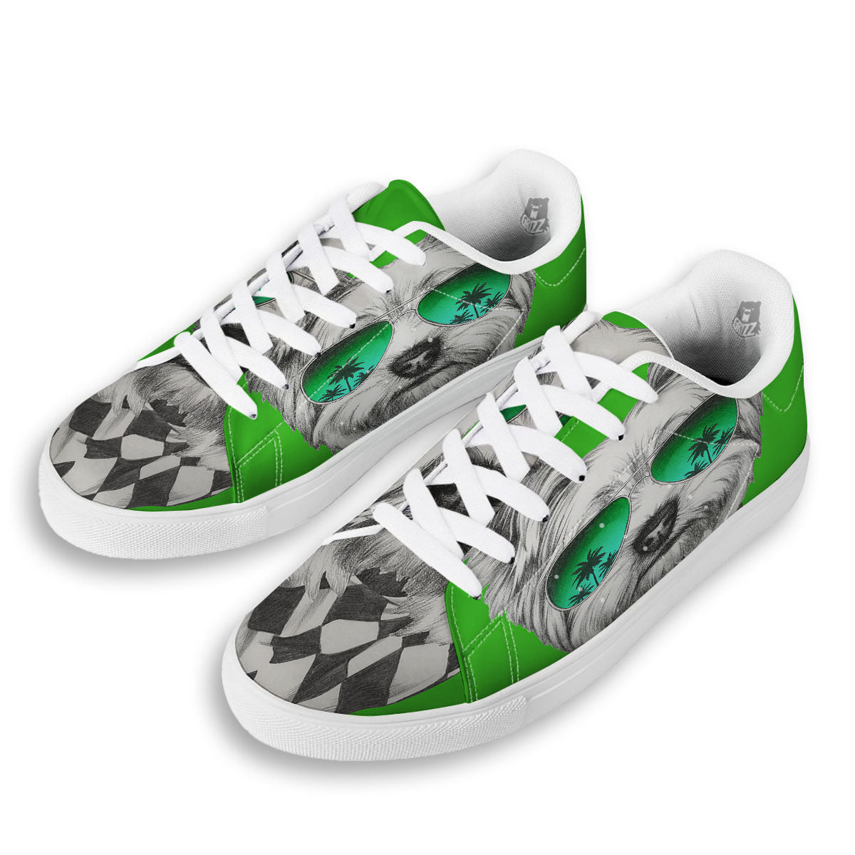 Yorkshire Terrier Sunglasses Print White Low Top Sneakers-grizzshop