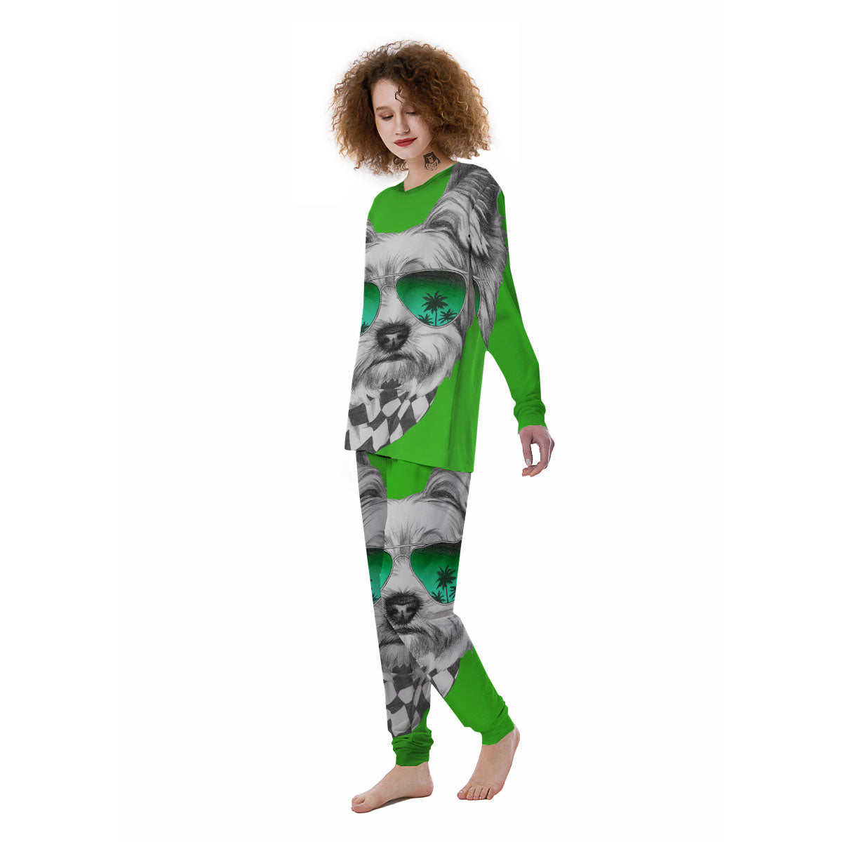 Yorkshire Terrier Sunglasses Print Women's Pajamas-grizzshop