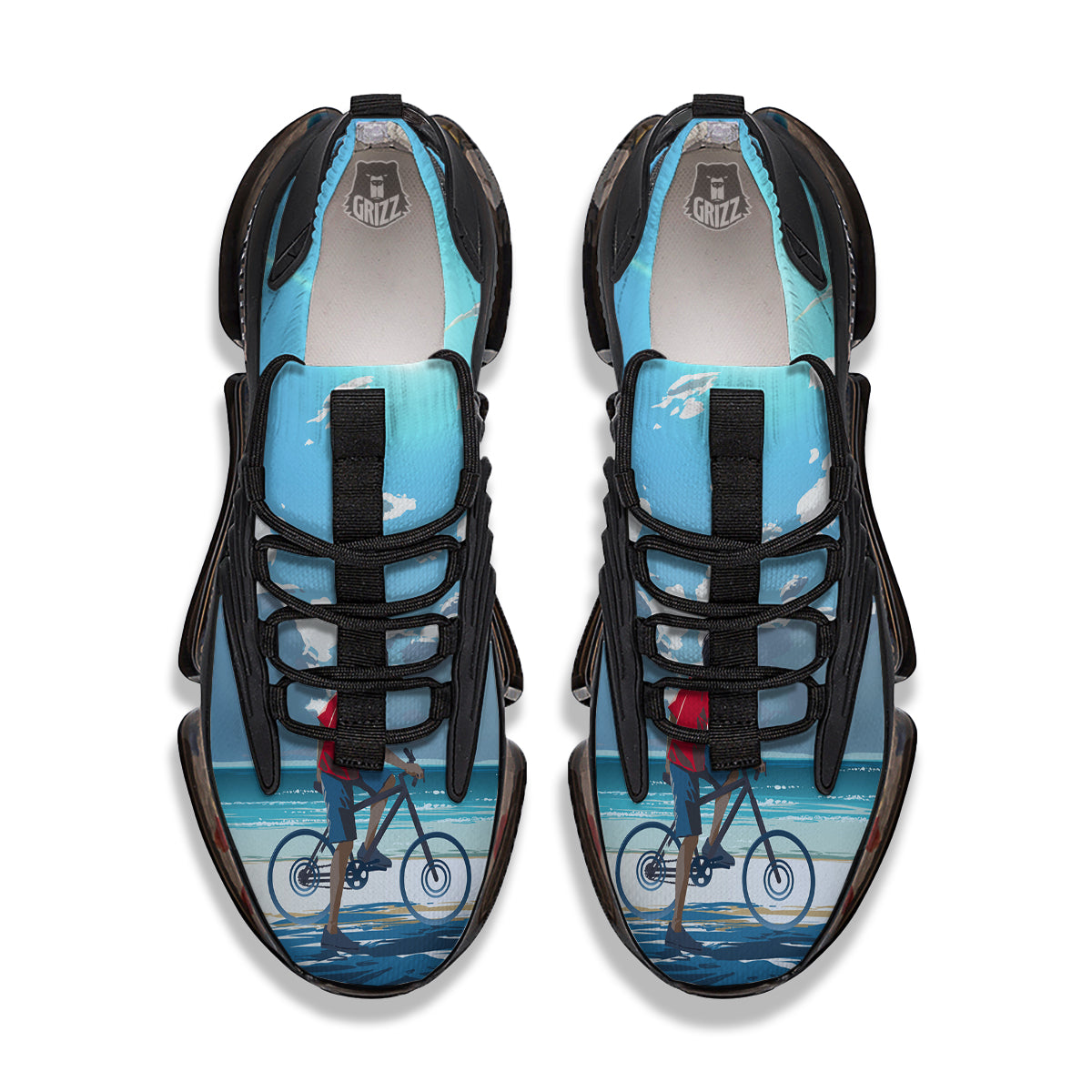 Young Man Looking At The Meteor Print Black Gym Shoes-grizzshop