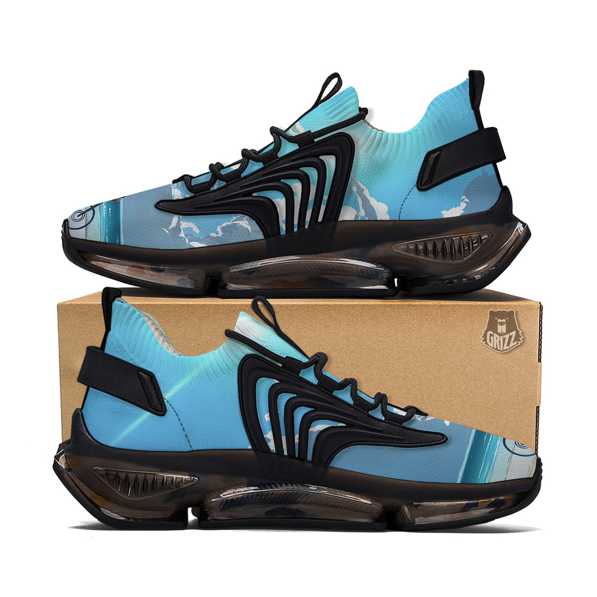 Young Man Looking At The Meteor Print Black Gym Shoes-grizzshop