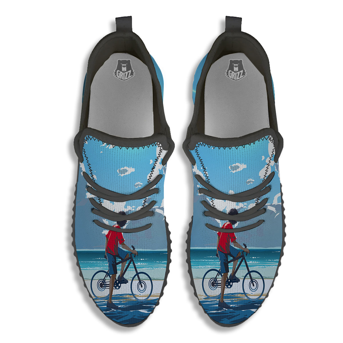 Young Man Looking At The Meteor Print Black Walking Shoes-grizzshop
