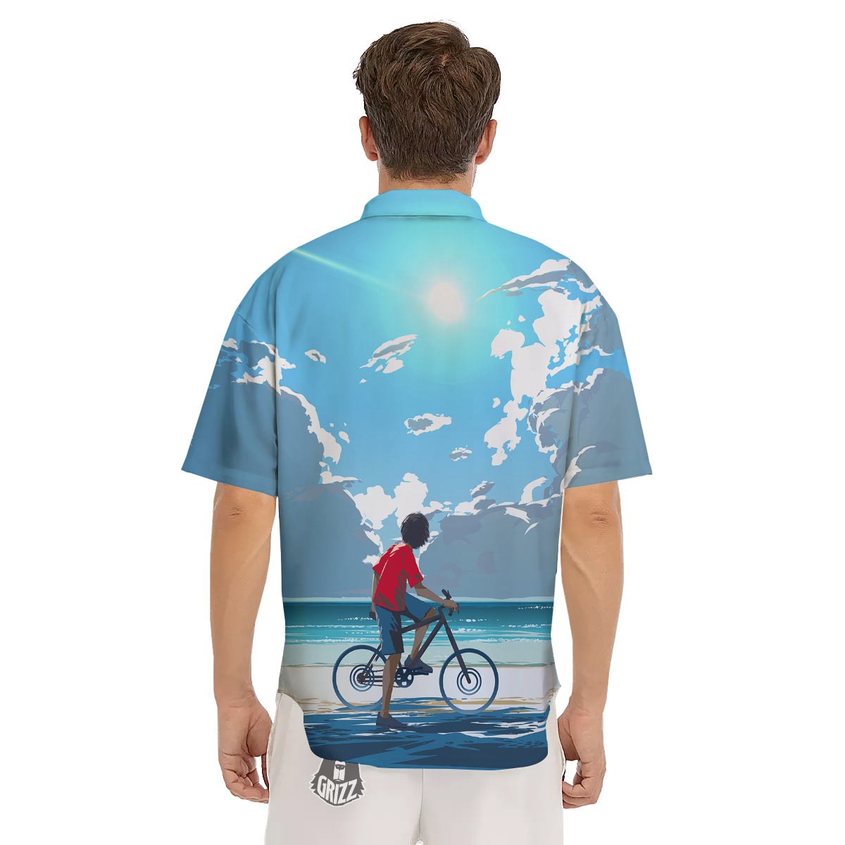 Young Man Looking At The Meteor Print Men's Short Sleeve Shirts-grizzshop