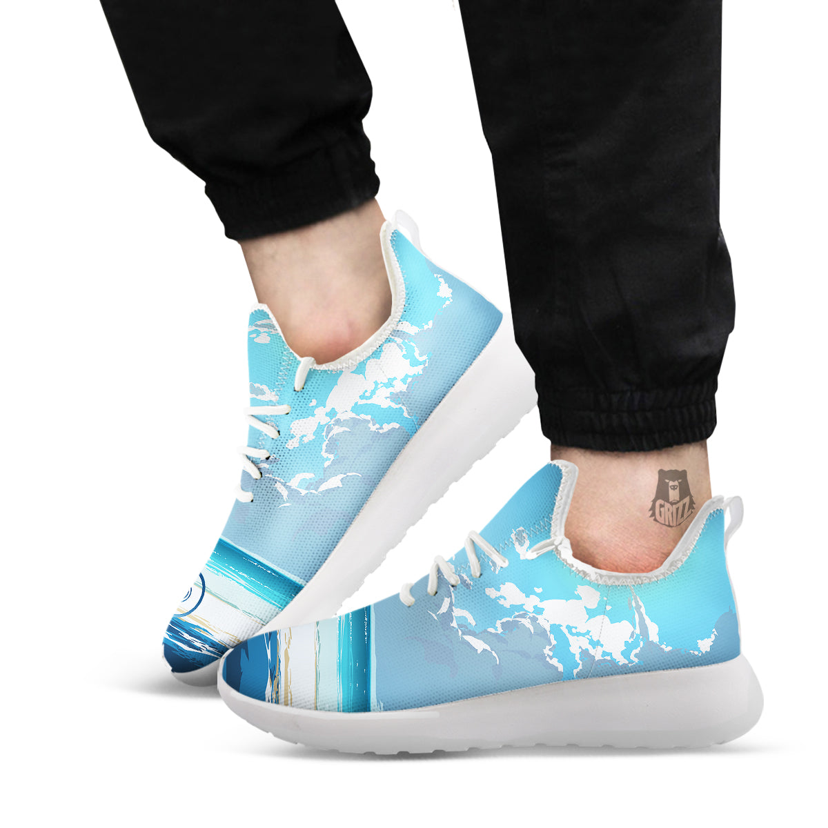 Young Man Looking At The Meteor Print White Athletic Shoes-grizzshop