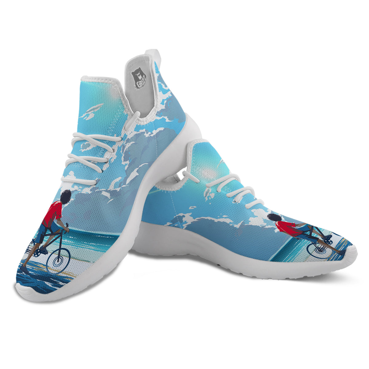 Young Man Looking At The Meteor Print White Athletic Shoes-grizzshop