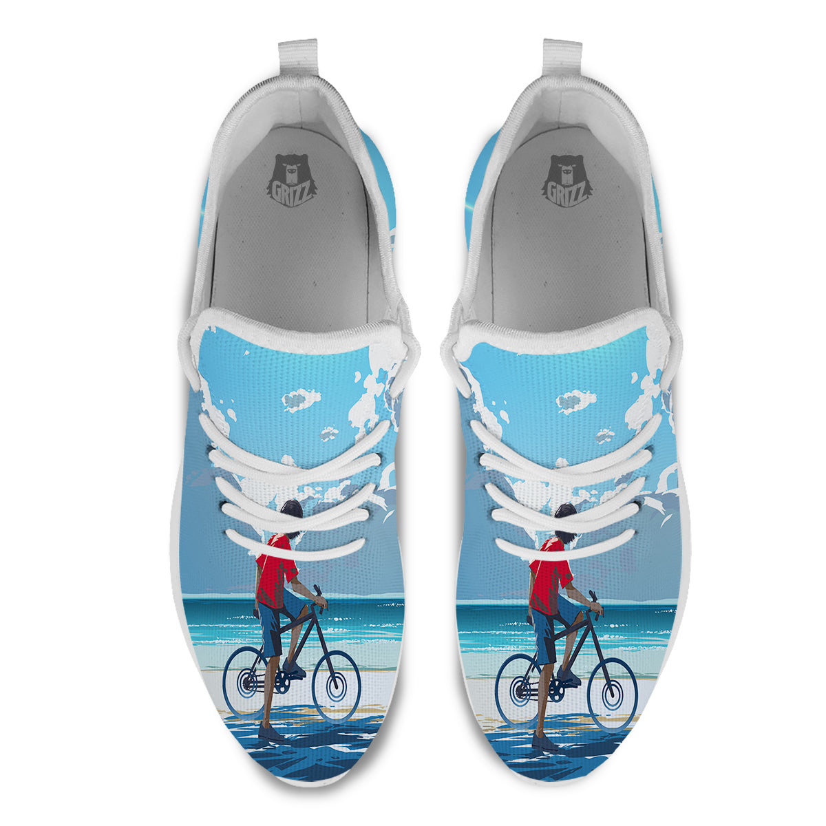 Young Man Looking At The Meteor Print White Athletic Shoes-grizzshop