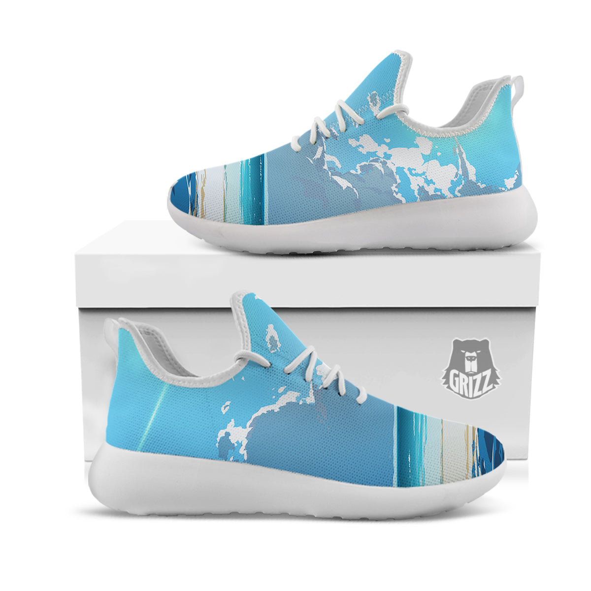 Young Man Looking At The Meteor Print White Athletic Shoes-grizzshop