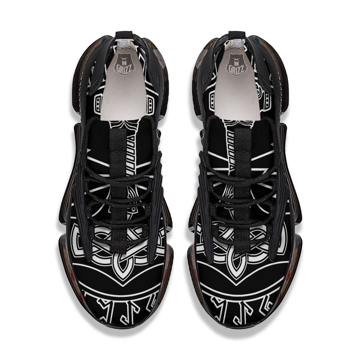 Younger Futhark And Mjolnir Print Black Gym Shoes-grizzshop