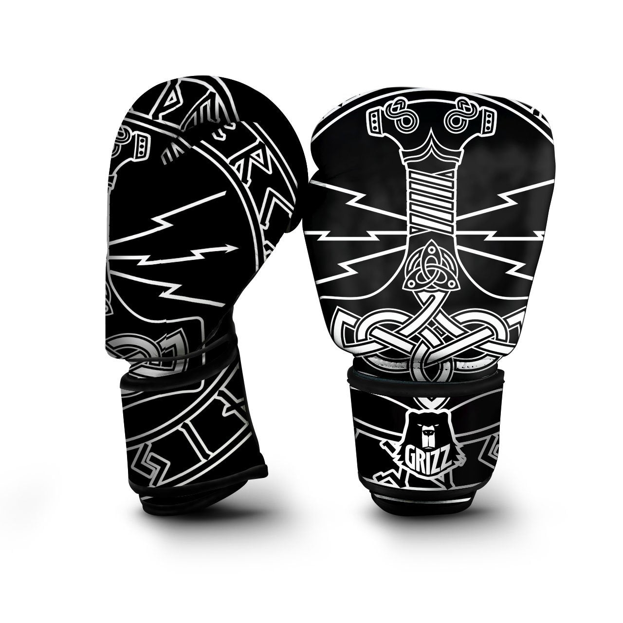 Younger Futhark And Mjolnir Print Boxing Gloves-grizzshop