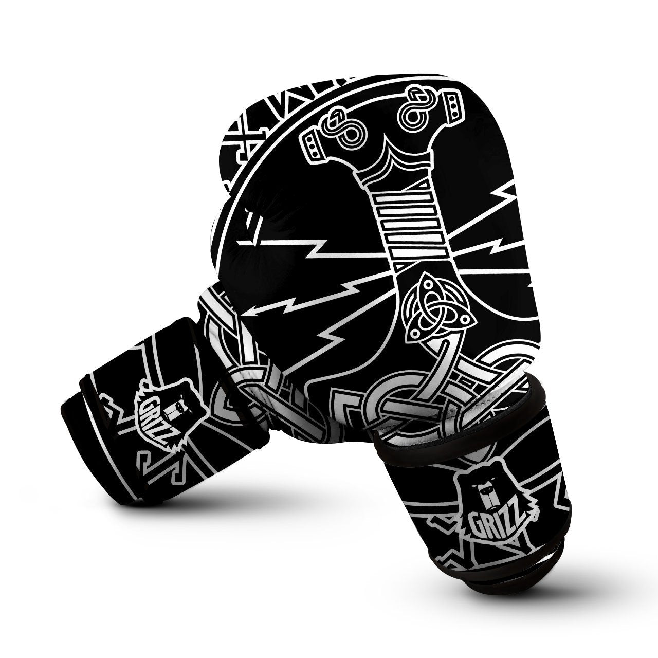 Younger Futhark And Mjolnir Print Boxing Gloves-grizzshop
