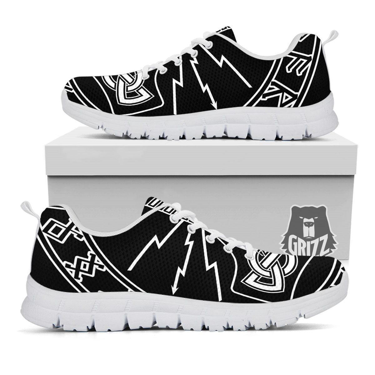Younger Futhark And Mjolnir Print White Sneaker-grizzshop