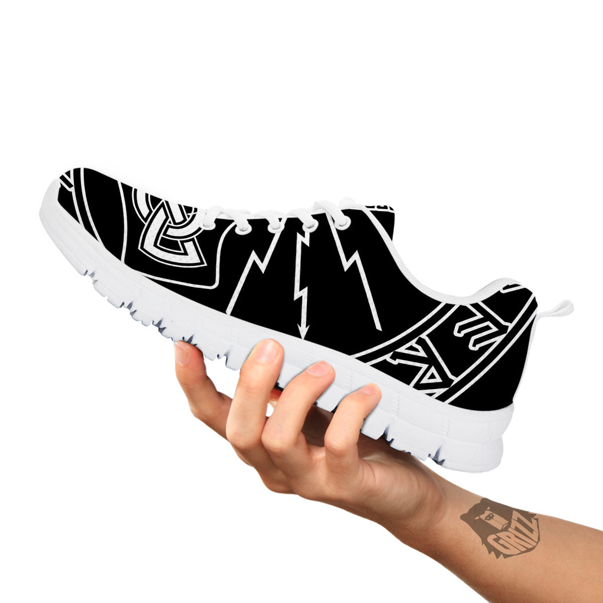 Younger Futhark And Mjolnir Print White Sneaker-grizzshop