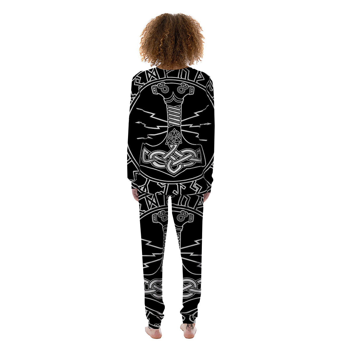 Younger Futhark And Mjolnir Print Women's Pajamas-grizzshop