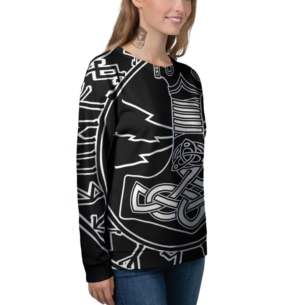 Younger Futhark And Mjolnir Print Women's Sweatshirt-grizzshop