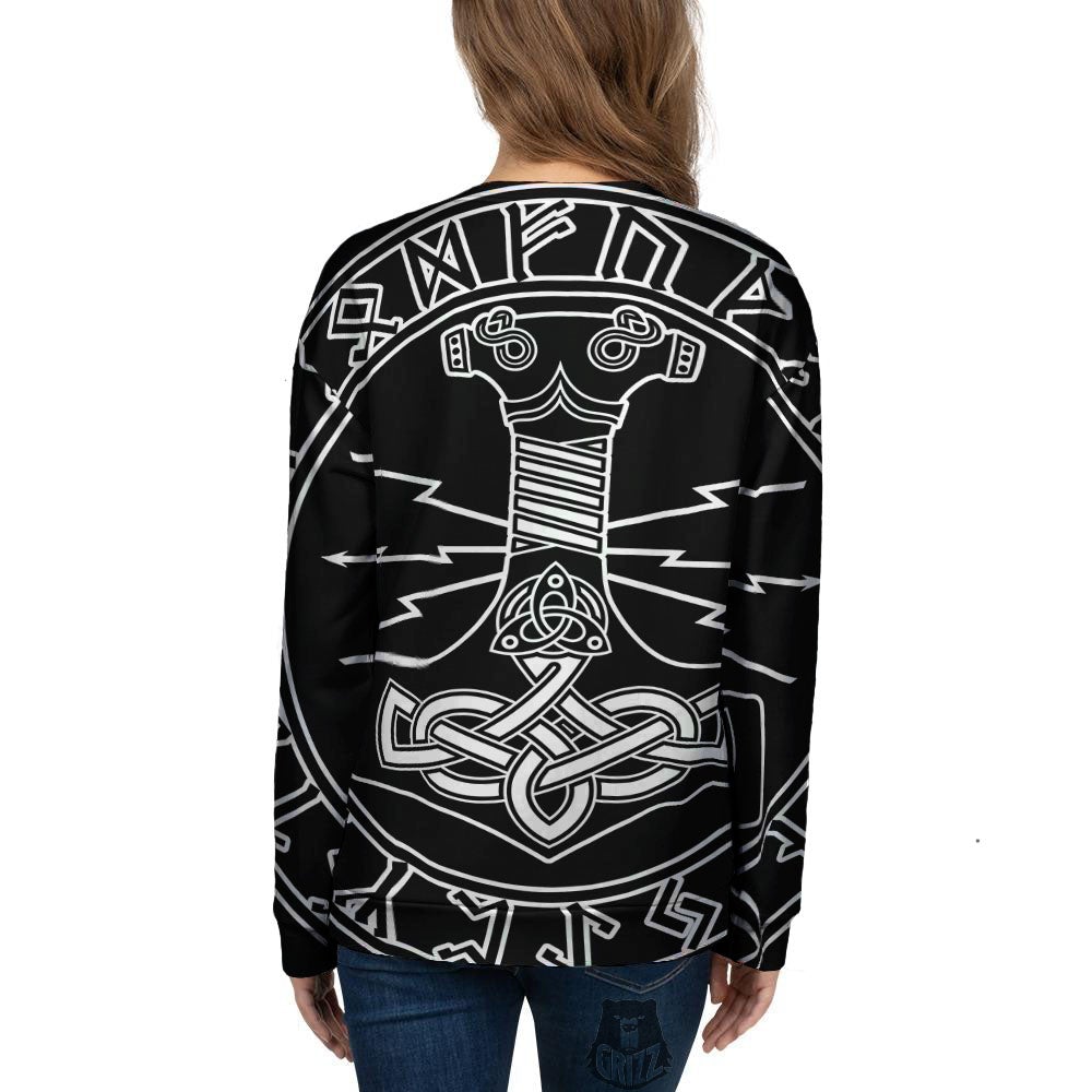 Younger Futhark And Mjolnir Print Women's Sweatshirt-grizzshop