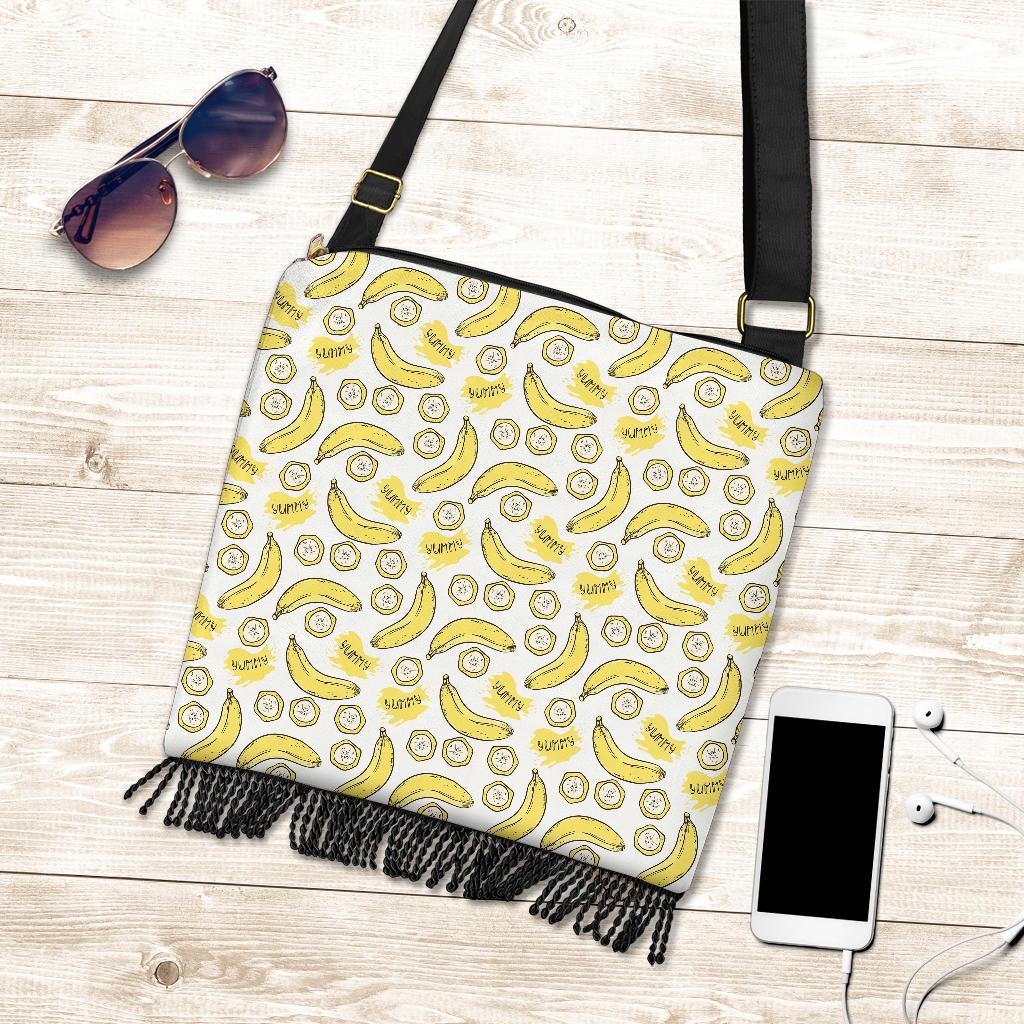 Yummy Banana Pattern Print Crossbody Bags-grizzshop
