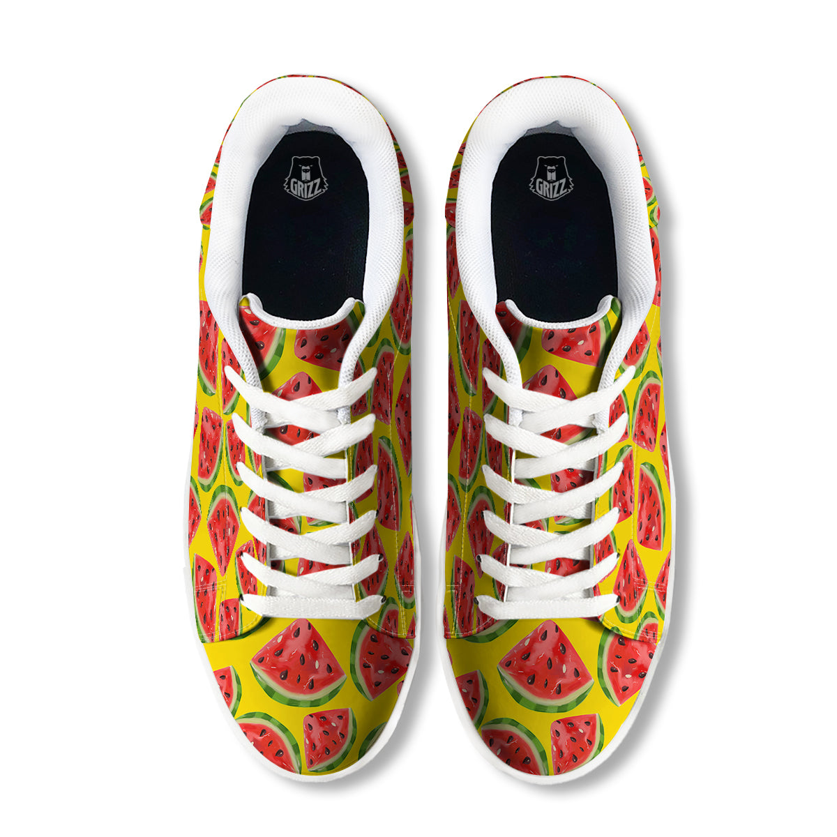 Yummy Watermelon Pieces Print Pattern White Low Top Sneakers-grizzshop