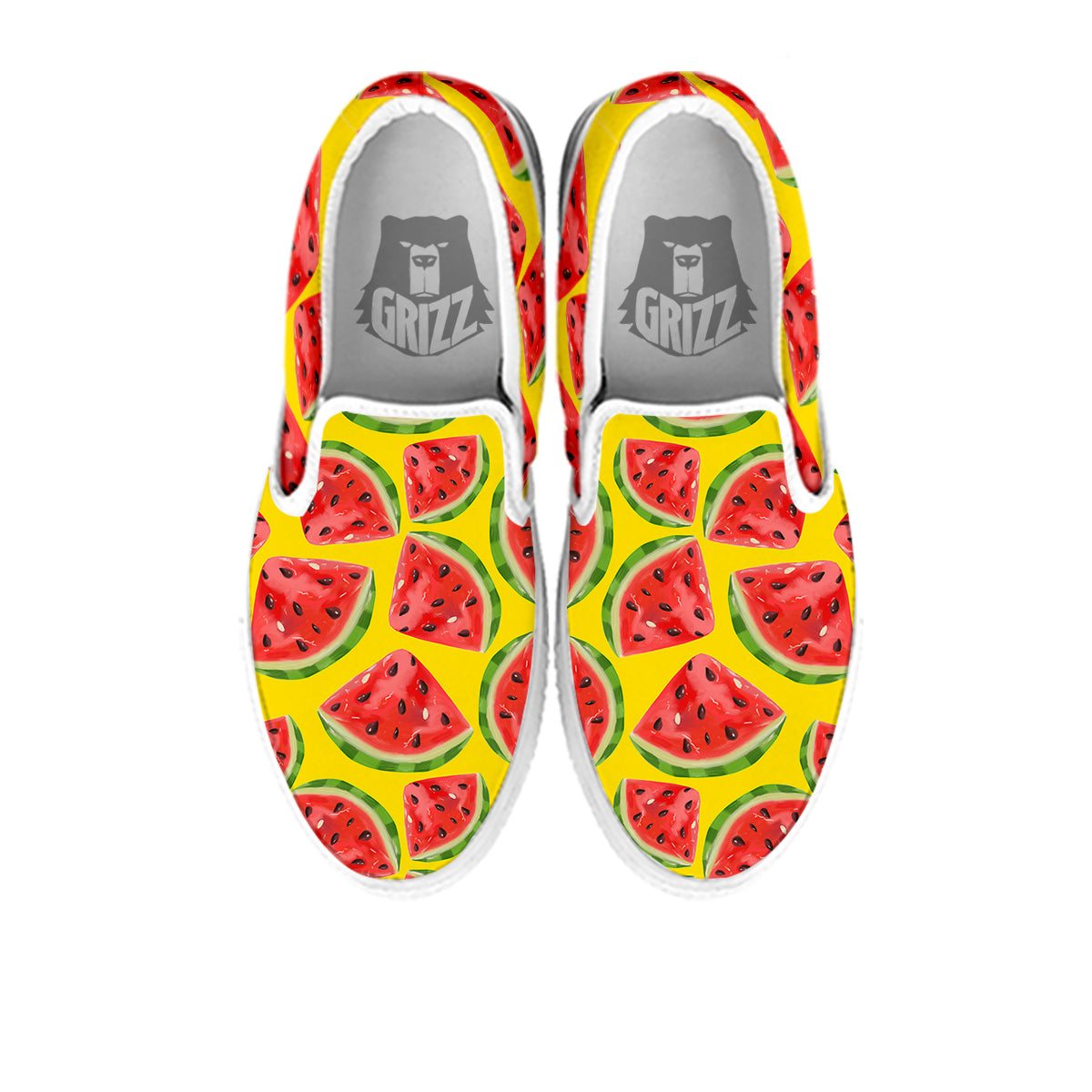 Yummy Watermelon Pieces Print Pattern White Slip On Shoes-grizzshop