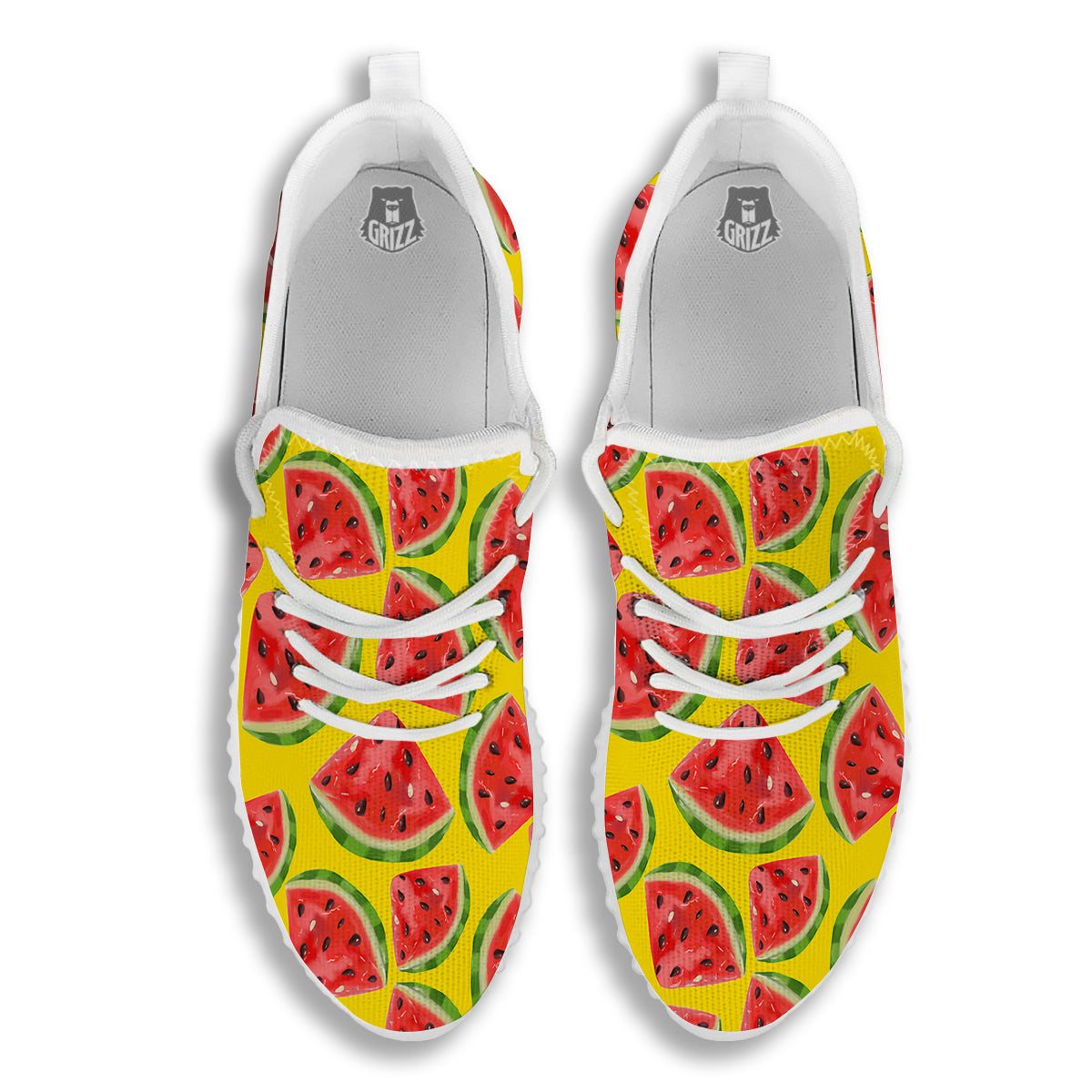 Yummy Watermelon Pieces Print Pattern White Walking Shoes-grizzshop