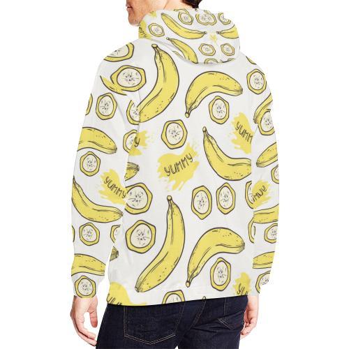 Yummy Banana Pattern Print Men Pullover Hoodie-grizzshop