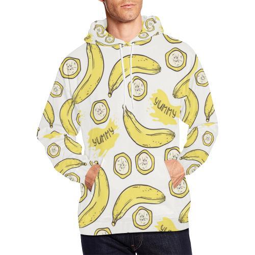 Yummy Banana Pattern Print Men Pullover Hoodie-grizzshop