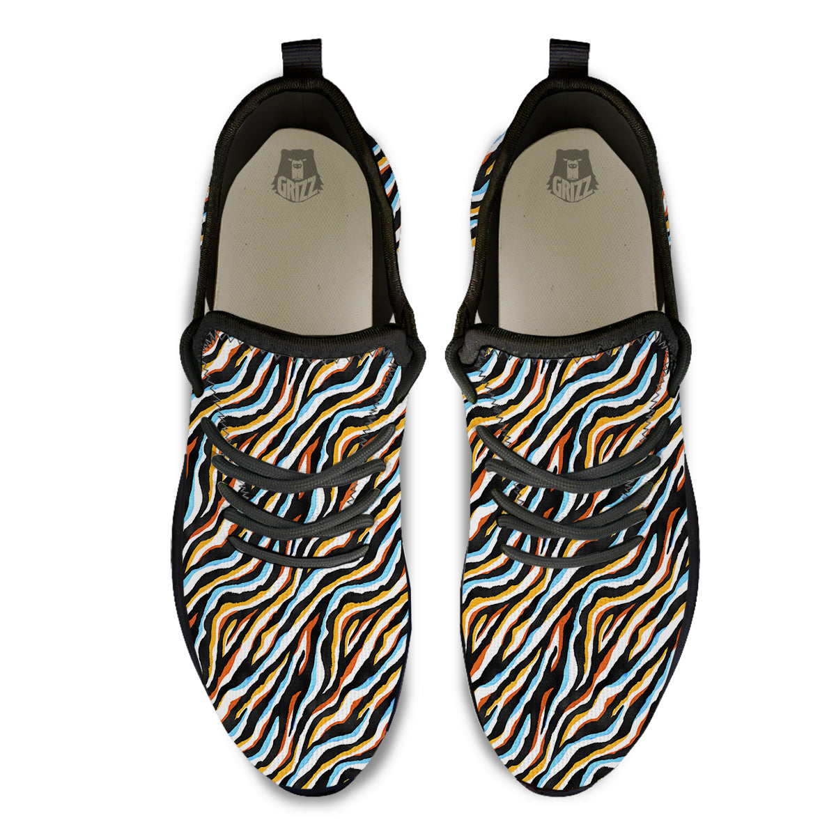 Zebra Abstract Print Pattern Black Athletic Shoes-grizzshop