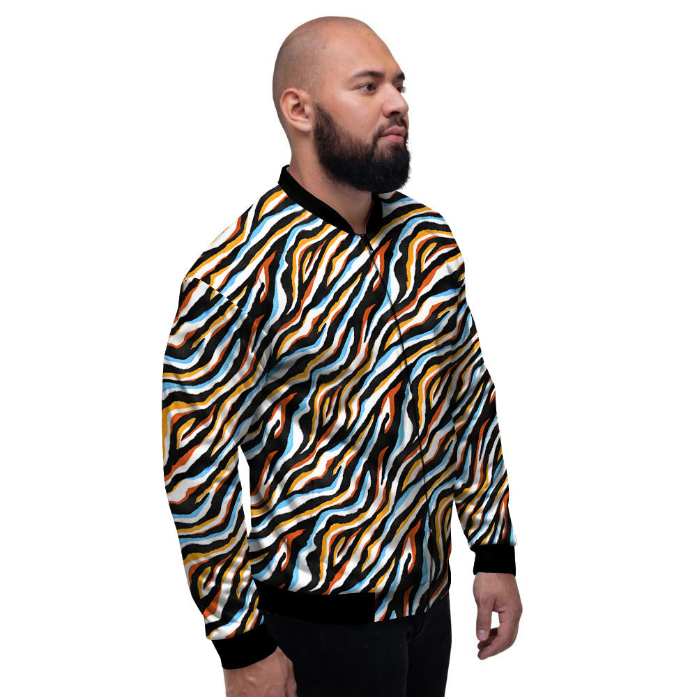 Zebra Abstract Print Pattern Men's Bomber Jacket-grizzshop