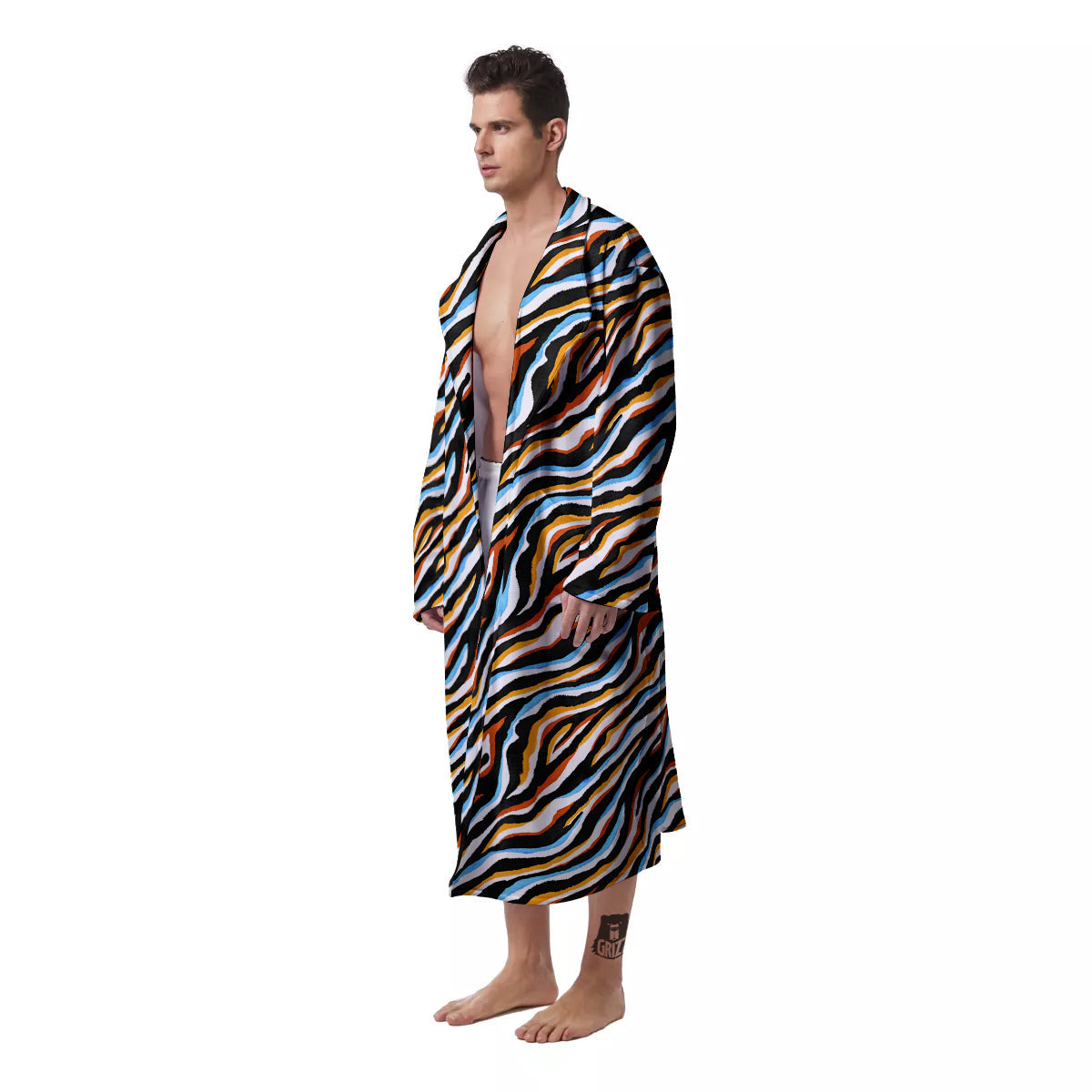 Zebra Abstract Print Pattern Men's Robe-grizzshop
