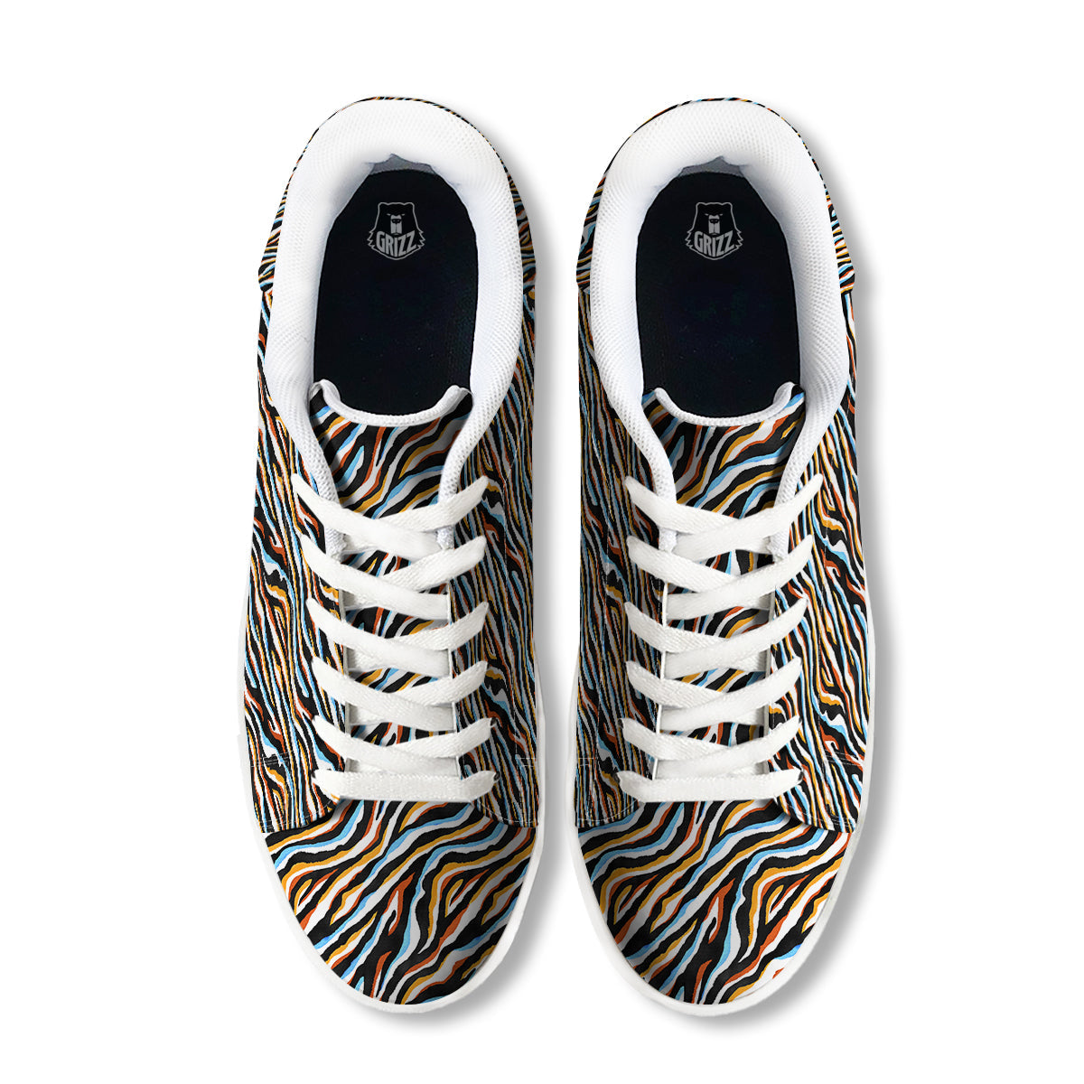 Zebra Abstract Print Pattern White Low Top Sneakers-grizzshop