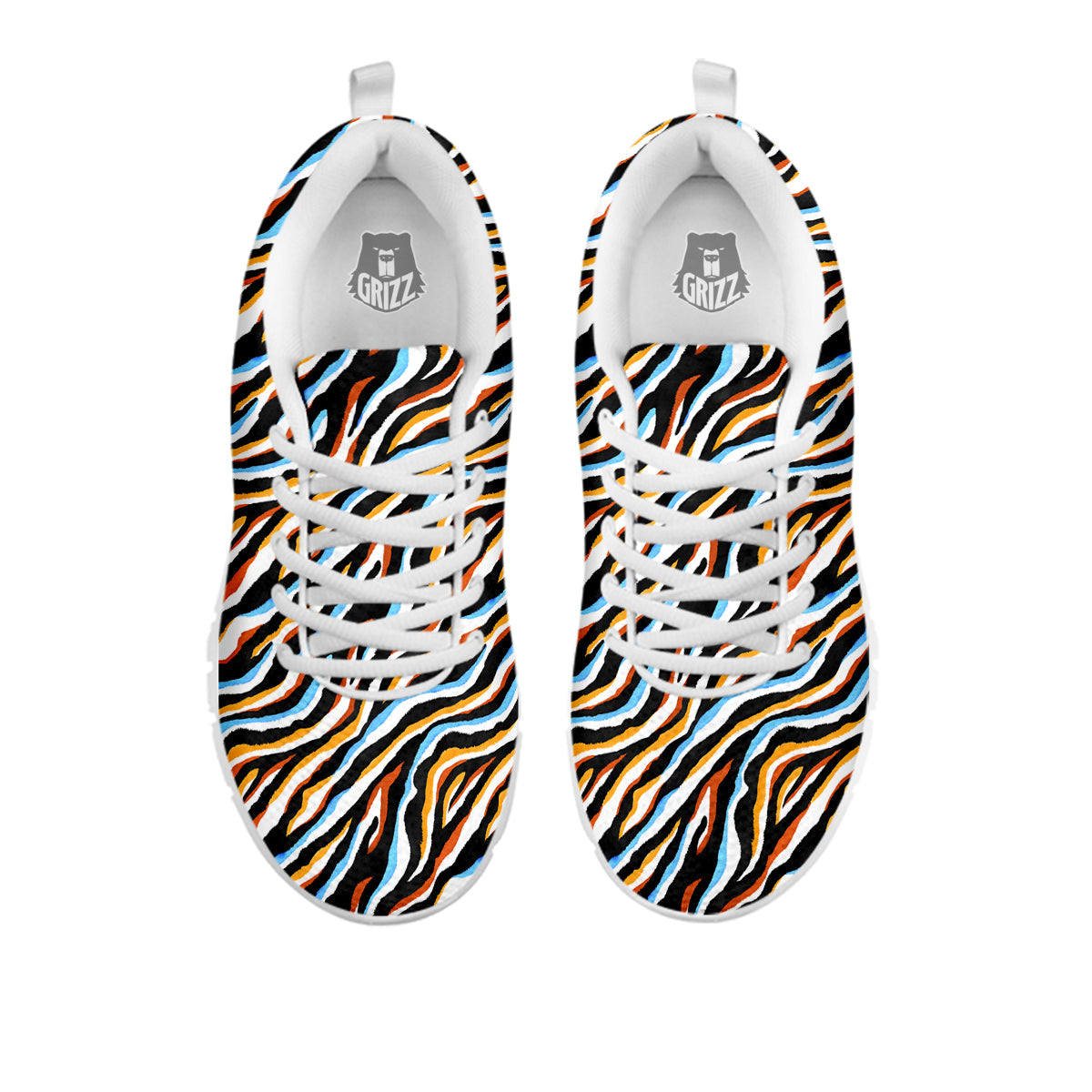 Zebra Abstract Print Pattern White Sneaker-grizzshop