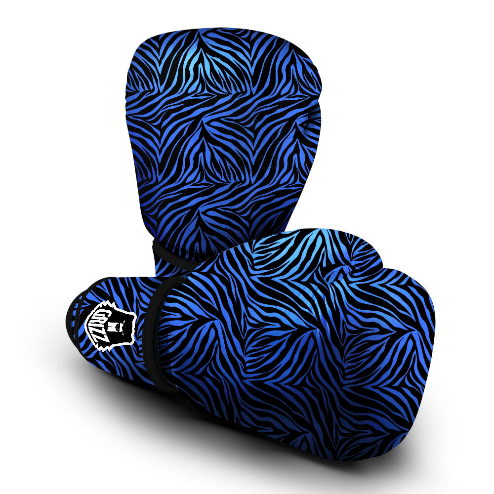 Zebra Black Blue Print Pattern Boxing Gloves-grizzshop