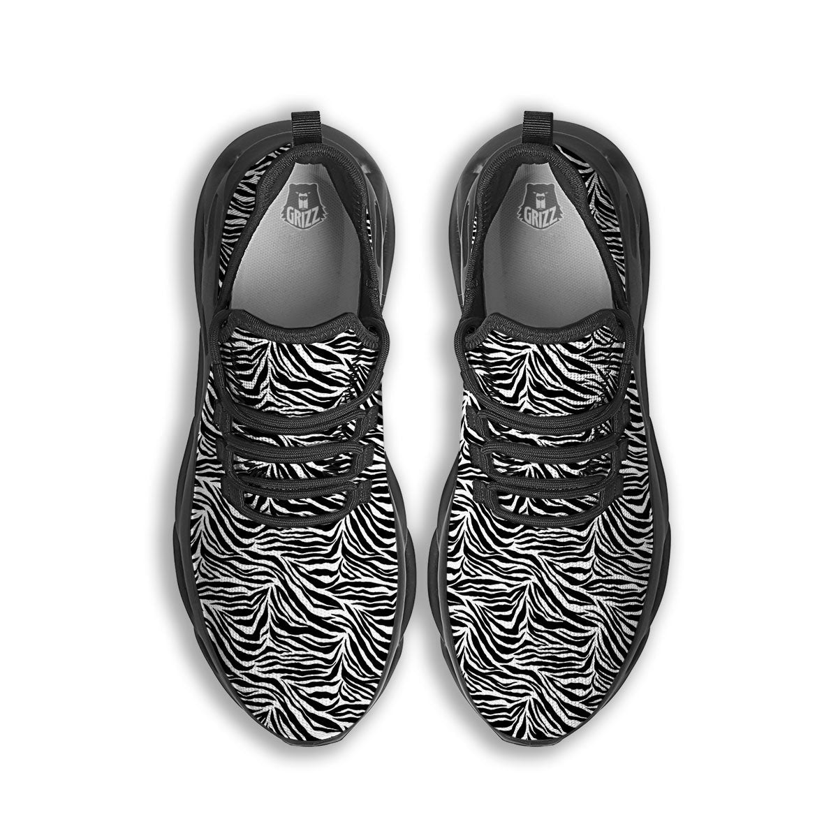 Zebra Black White Print Pattern Black Running Shoes-grizzshop