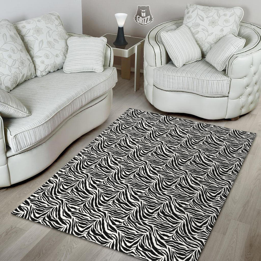 Zebra Black White Print Pattern Floor Mat-grizzshop