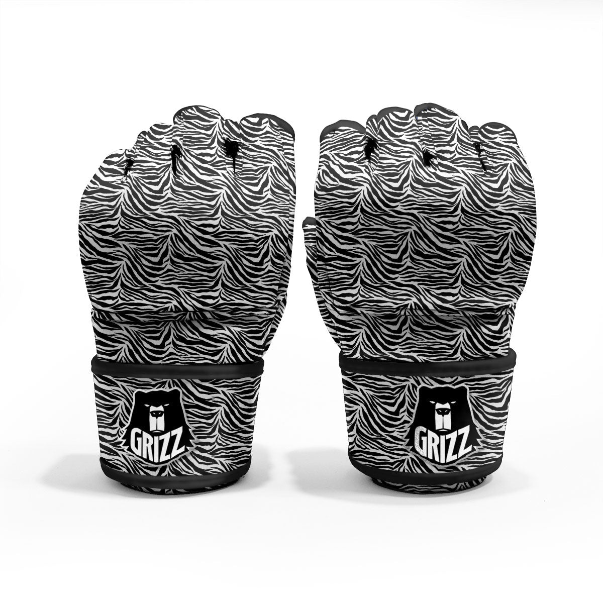 Zebra Black White Print Pattern MMA Gloves-grizzshop