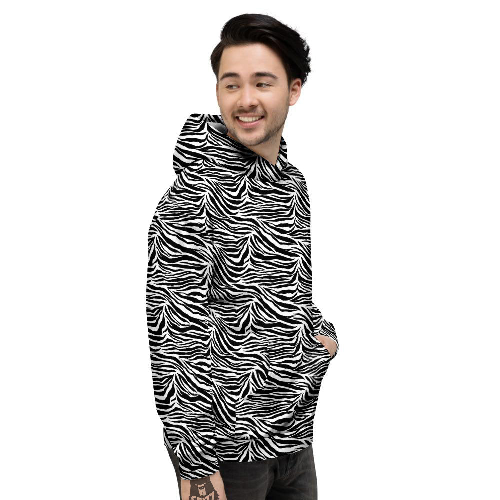 Zebra Black White Print Pattern Men's Hoodie-grizzshop