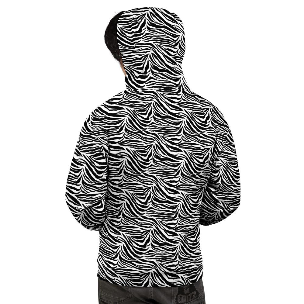 Zebra Black White Print Pattern Men's Hoodie-grizzshop
