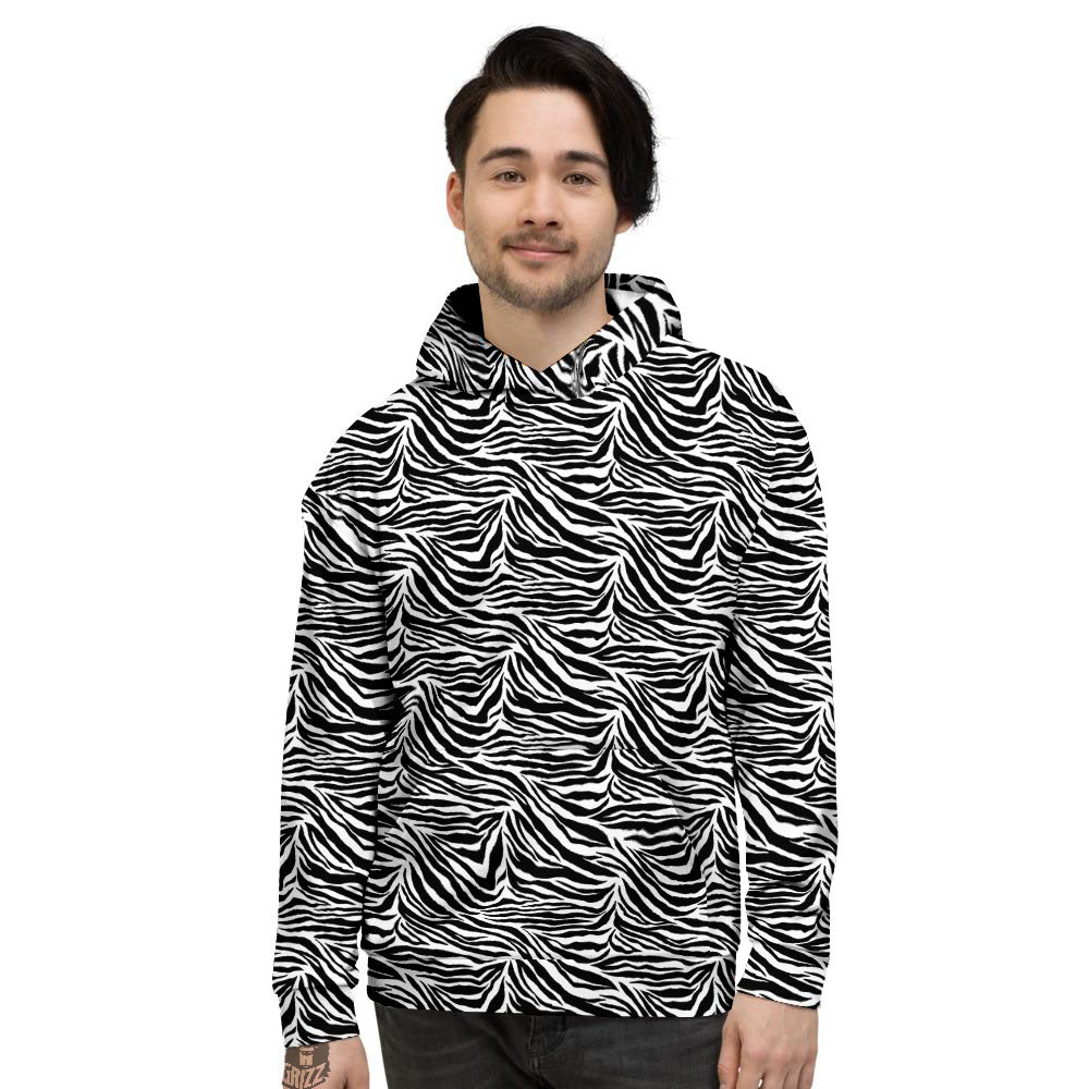 Zebra Black White Print Pattern Men's Hoodie-grizzshop