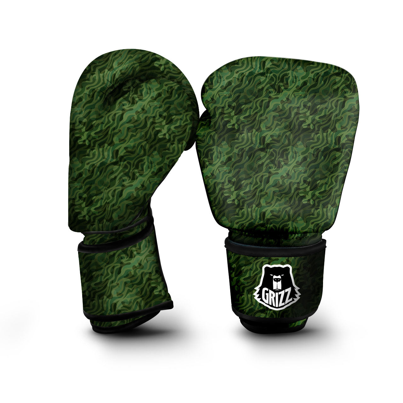 Zebra Camo Green Print Pattern Boxing Gloves-grizzshop
