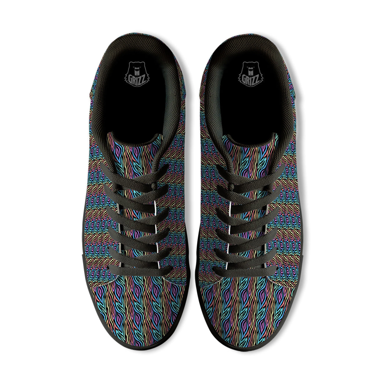 Zebra Colorful Print Pattern Black Low Top Sneakers-grizzshop
