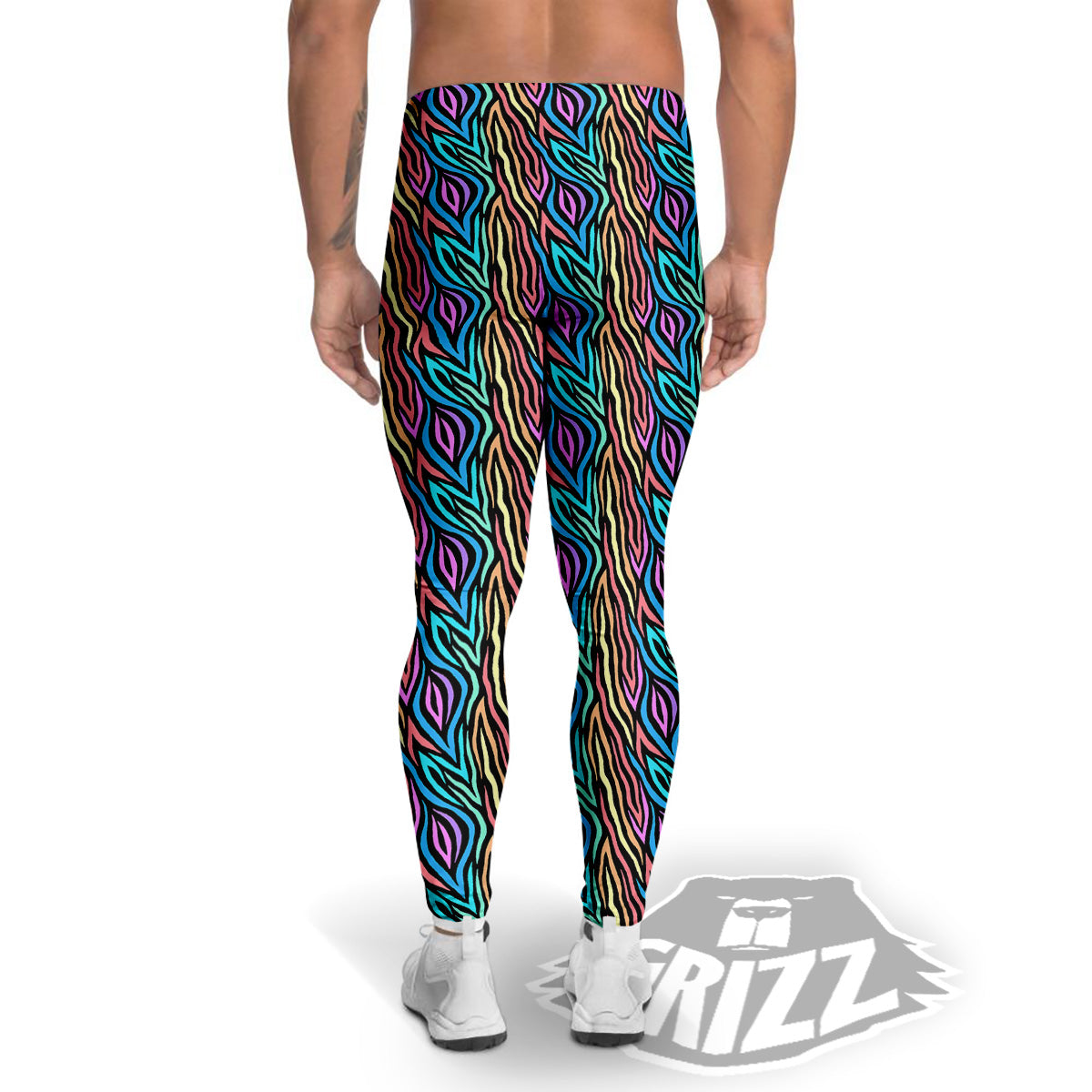 Zebra Colorful Print Pattern Men's Leggings-grizzshop