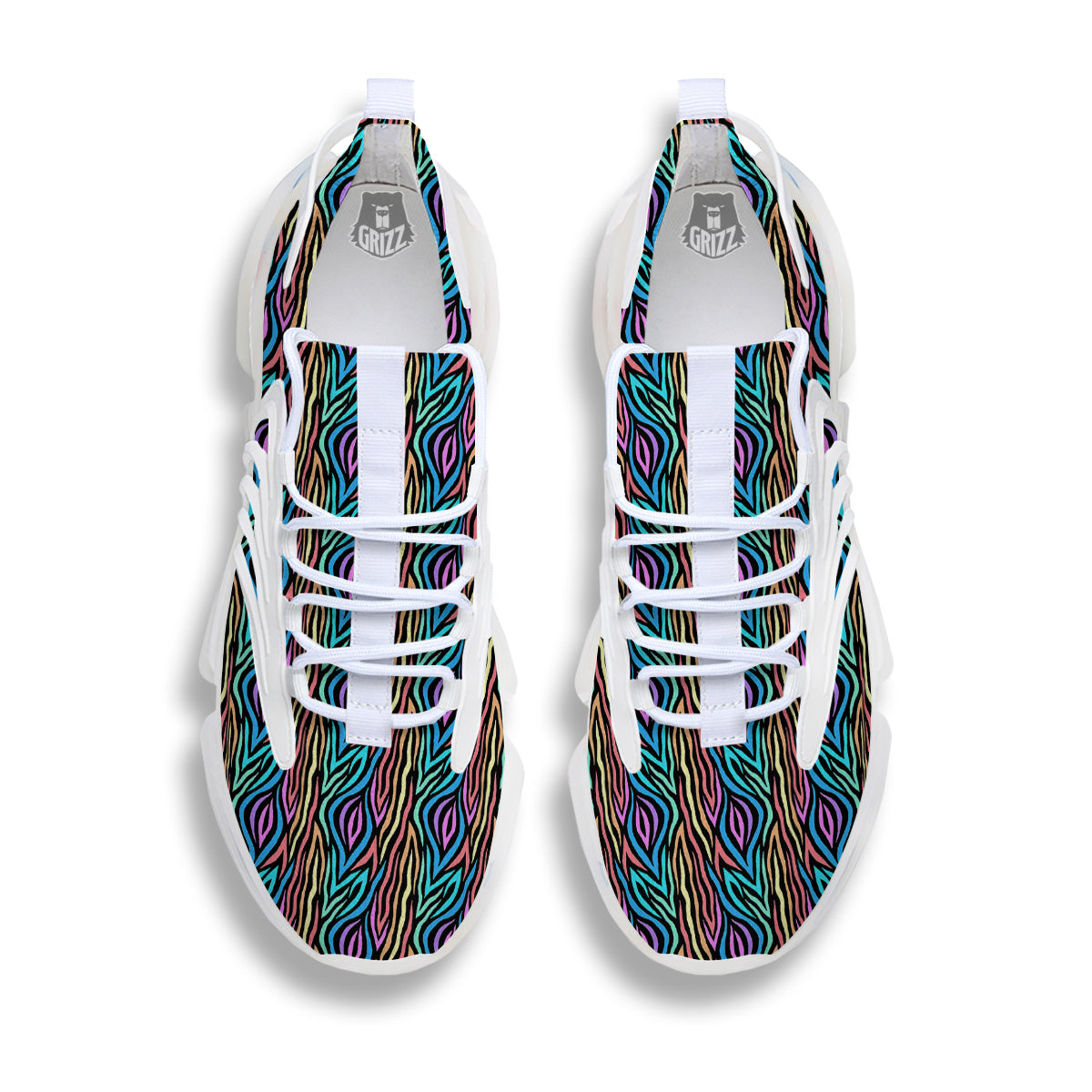 Zebra Colorful Print Pattern White Gym Shoes-grizzshop
